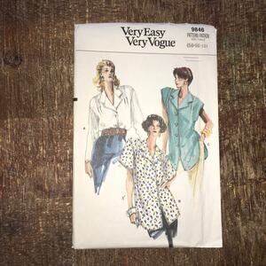 Vogue Sewing Pattern 9846 Womens Collar Oversized Shirt Top Blouse 14-18 UNCUT